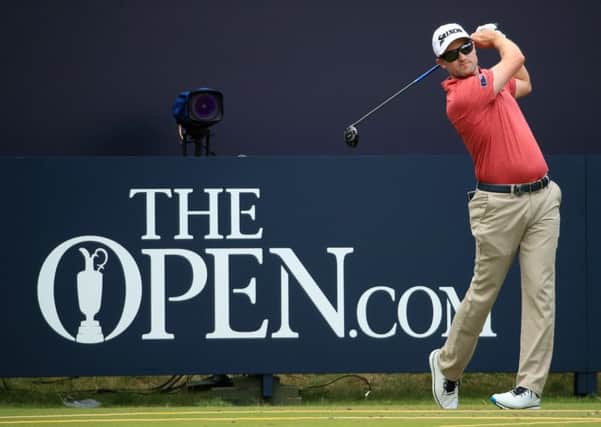 Russell Knox tees off during a practice round at Royal Portrush. Picture: Andrew Redington/Getty