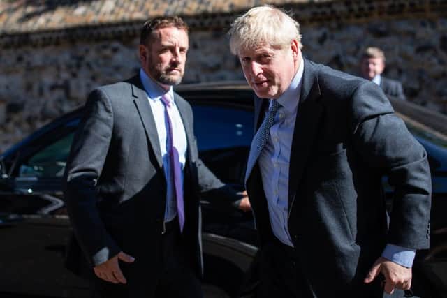 Conservative leadership candidate, Boris Johnson is seen arriving at a Westminster address on July 16, 2019 in London, England. (Photo by Luke Dray/Getty Images)