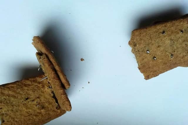 The biscuits have been contaminated with small nails. Picture: SWNS
