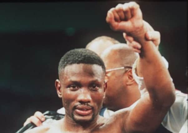 Pernell Whitaker after beating Jake Rodriguez to retain his championship title in 1995.   Picture: Al Bello/ALLSPORT