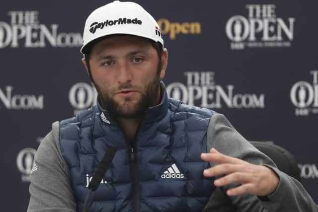 Spain's Jon Rahm addresses the media at Royal Portrush. Picture: Jon Super/AP