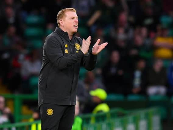 Neil Lennon urges his side on from the touchline against Sarajevo