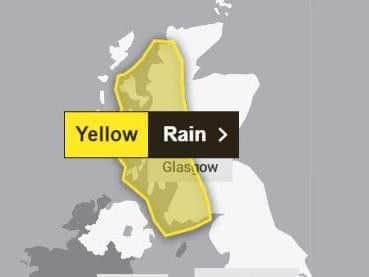 Rain is expected over the west coast of Scotland from Sunday to Tuesday