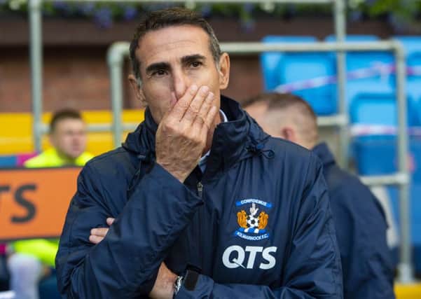 New Kilmarnock manager Angelo Alessio looks perplexed during the defeat by Connahs Quay. Picture: Ross MacDonald/SNS