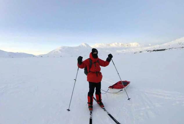 Tom Warburton, who plans to be the youngest person to complete a solo trek to the South Pole, training in Norway