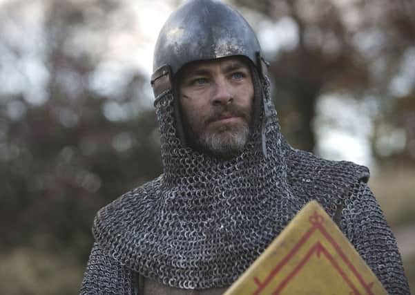 Chris Pine stars as Robert the Bruce in the Netflix film Outlaw King