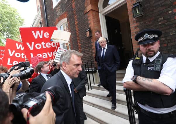 Conservative party leadership contender Boris Johnson leaving his office in Westminster. Picture: Kirsty O'Connor/PA Wire
