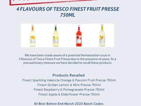 Tesco issued a recall notice for the products.