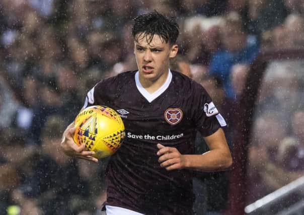 Hearts' Aaron Hickey during the first Betfred Cup group game against Dundee United. Picture: Paul Devlin/SNS