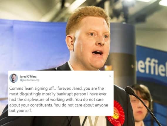 The string of tweets appeared on Sheffield MP Jared O'Mara's Twitter account.