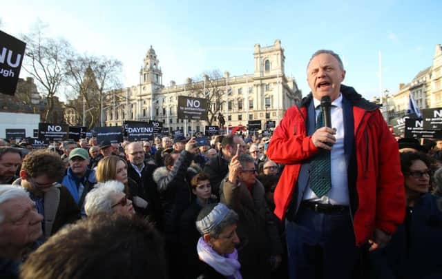 Labour MP John Mann speaking during a protest against anti-Semitism in the Labour party in Parliament Square last year. Picture: PA