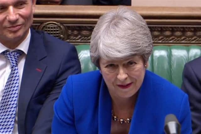 An emotional Theresa May in the Commons. Picture: PA