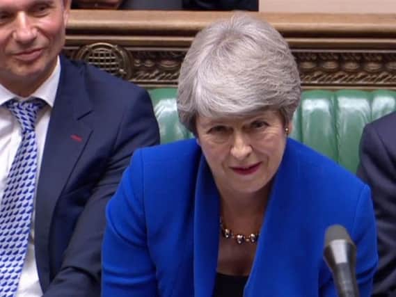 An emotional Theresa May in the Commons. Picture: PA