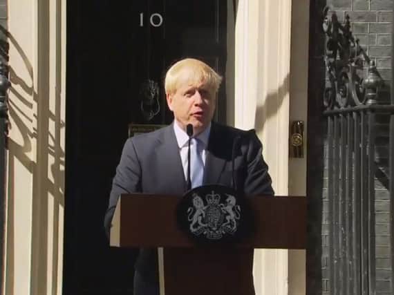 Boris Johnson speaking in Downing Street for the first time as Prime Minister