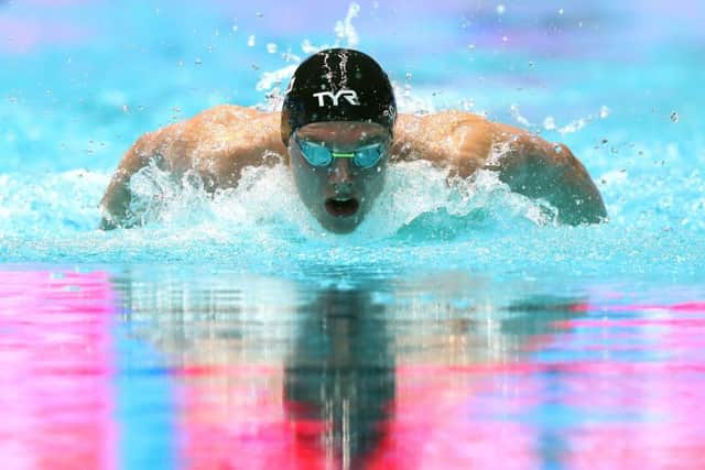 Duncan Scott on his way to finishing second in the 200m individual medley semi-final in Gwangju. Picture: Getty Images