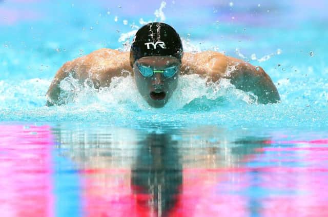 Duncan Scott on his way to finishing second in the 200m individual medley semi-final in Gwangju. Picture: Getty Images