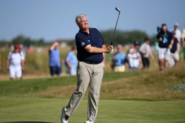 Colin Montgomerie plays an iron from the fairway during the first round of the Senior Open at Royal Lytham & St Annes. Picture: Jan Kruger/Getty