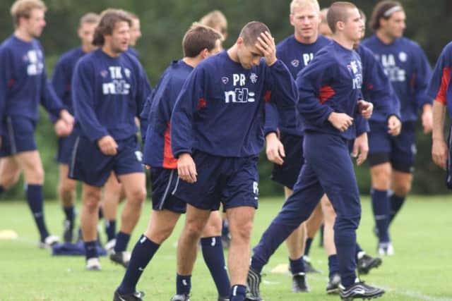 Paul Ritchie cuts a dejected figure during training at Rangers, where he never played a competitive fixture. Picture: SNS