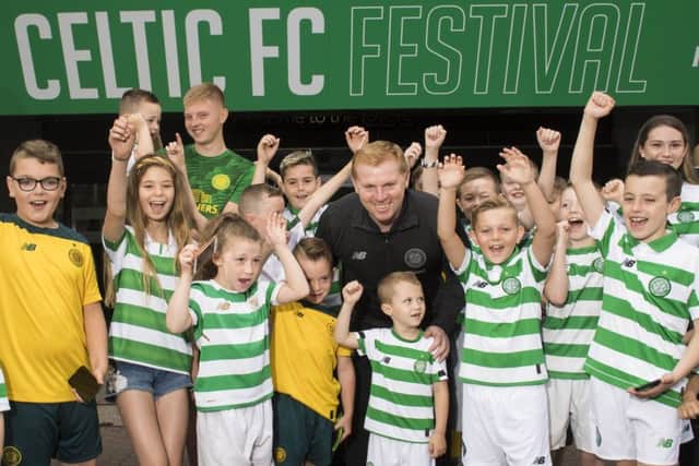 Manager Neil Lennon with young fans at the launch of the inaugural Celtic Festival. Picture: Paul Devlin/SNS