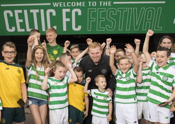 Manager Neil Lennon with young fans at the launch of the inaugural Celtic Festival. Picture: Paul Devlin/SNS