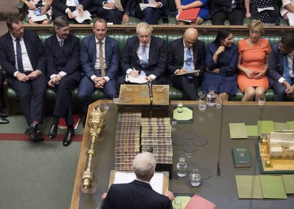 Jeremy Corbyn addresses the House, Prime Minister Boris Johnson and his new front bench. Picture: Jessica Taylor/UK Parliament/PA