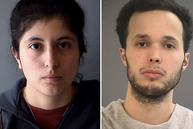 Hannah Janiak, left, and Daniel Salcido, parents of Aiden Salcido.  (Medford Police Department/FBI via AP)