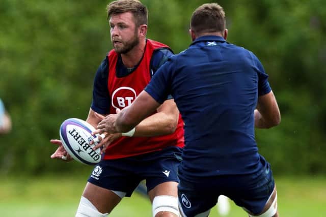Scotland back-row Ryan Wilson is put through his paces on the back pitches at Murrayfield. Picture: SNS