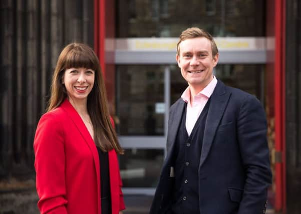 Chris Marsh , Managing Director at Carat and Tina Walsberger , Marketing and Commercial Director at the Edinburgh International Festival announce plans to promote the world class cultural showpiece.
