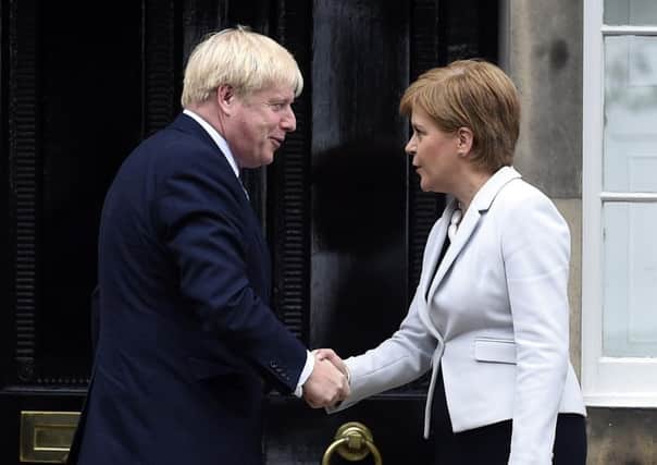 Boris Johnson arrives to meet Nicola Sturgeon at Bute House (Picture: Lisa Ferguson)