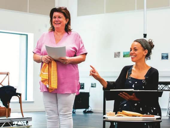 Elaine C Smith with Sasha Frost in rehearsal for Red Dust Road. Picture: Sally Jubb