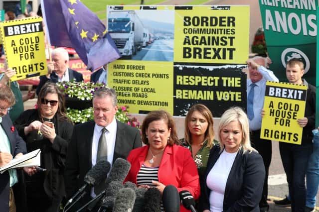 Sinn Fein president Mary Lou McDonald speaks to the media after meeting Boris Johnson at Stormont