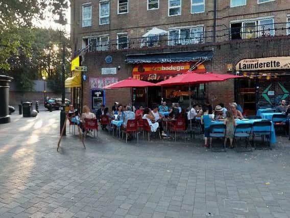 Patrick Cahill, 73, showered a man having a meal with his family after getting "fed up" with noise coming from the La Bodega tapas bar in swanky Notting Hill, west London. Picture: Googlemaps