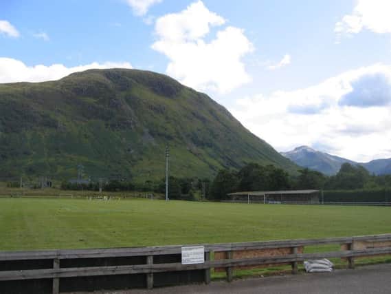 A general view of Fort William FC's Claggan Park home, in the shadow of Ben Nevis