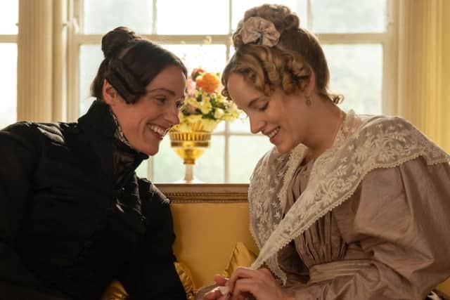 As Ann Walker, with love interest Anne Lister, played by Suranne Jones, in Sally Wainwright's Gentleman Jack. Picture: Matt Squire/BBC/BBC/PA Wire
