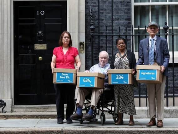 Age UK: Pensioners Sue, David, Radha and Tony visited 10 Downing Street today. Photo: Georgia Scott / Age UK / PA Wire