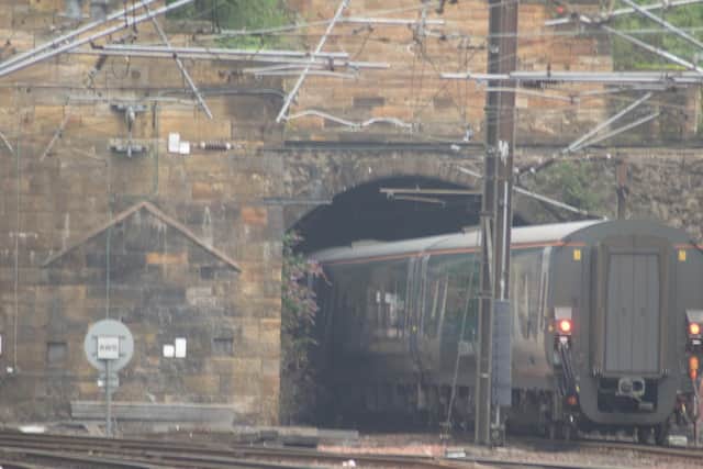 The train disappearing into the Calton tunnel at the east end of the station. Picture: Tremayne Elson