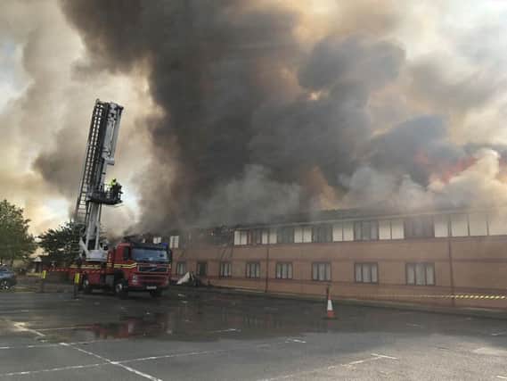 The blaze has engulfed the hotel building. Picture: @WMASHART/PA Wire