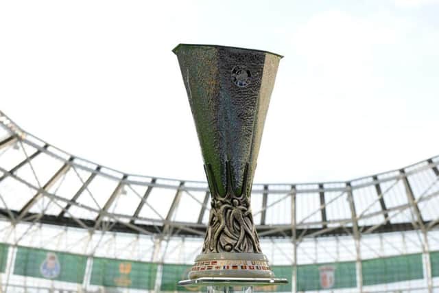 A general view of the Europa League trophy. Both Aberdeen and Rangers will hope to reach the play-off round of the competition