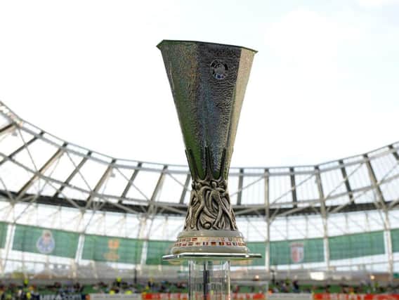 A general view of the Europa League trophy. Both Aberdeen and Rangers will hope to reach the play-off round of the competition