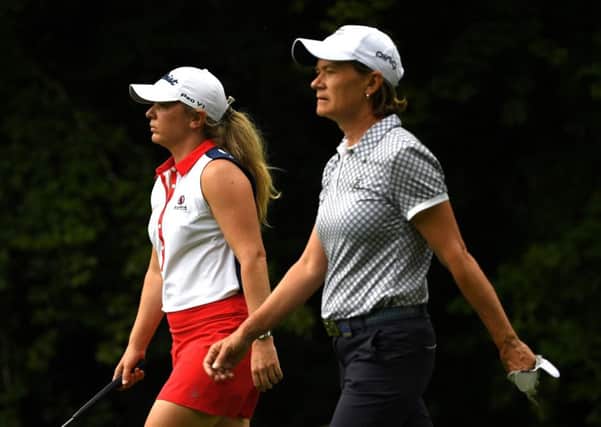 Solheim Cup captain Catriona Matthew, right, with Bronte Law. Picture: Ross Kinnaird/Getty Images