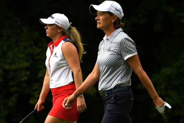 Solheim Cup captain Catriona Matthew, right, with Bronte Law. Picture: Ross Kinnaird/Getty Images