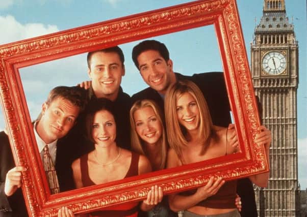 Friends in London. Clockwise from top left: Matt LeBlanc, David Schwimmer, Jennifer Aniston, Lisa Kudrow, Courteney Cox and Matthew Perry