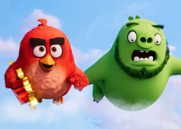 A film still from The Angry Birds Movie 2. Pictured: (L-R) Red (voiced by Jason Sudeikis) and Leonard (Bill Hader). Picture: PA Photo/Rovio Animations/CTMG, Inc.