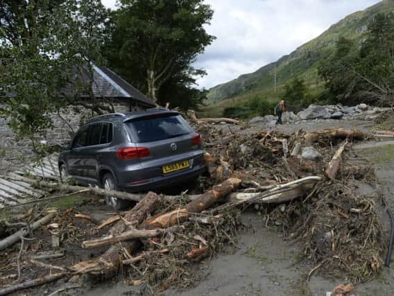Some of the damage caused by the landslide