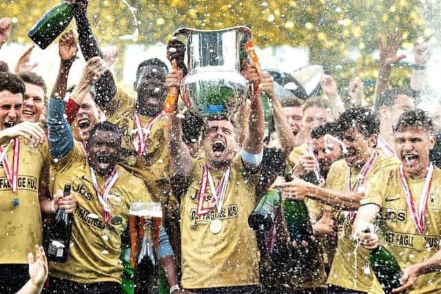 FC Midtjylland celebrate winning the Danish  title in 2018.