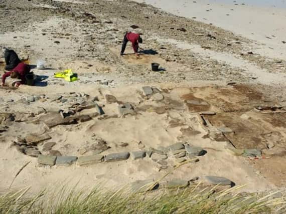 The remains of the Neolithic settlement at Cata Sand on Sanday, Orkney. PIC: UHI.