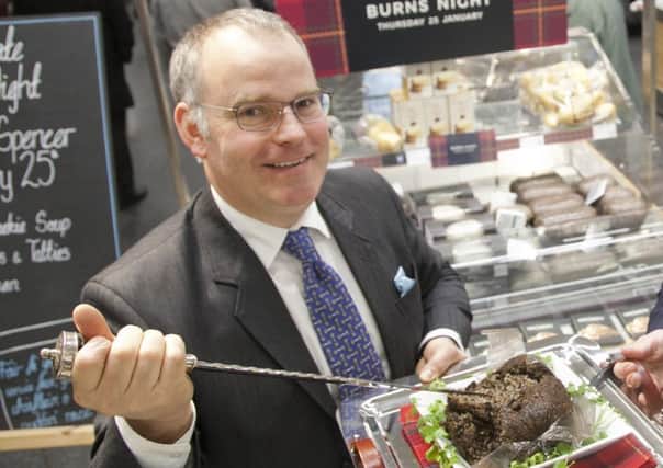 A haggis was piped in at M&S at the Gyle by James Macsween managing director of Macsween's