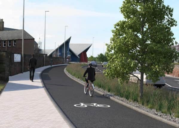 Concept design for cycle path on Burnside Drive in Arbroath which is among schemes winning £60 million funding. Picture: Angus Council