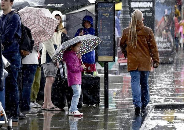 Heavy rain falls in Edinburgh. Picture: Lisa Ferguson
