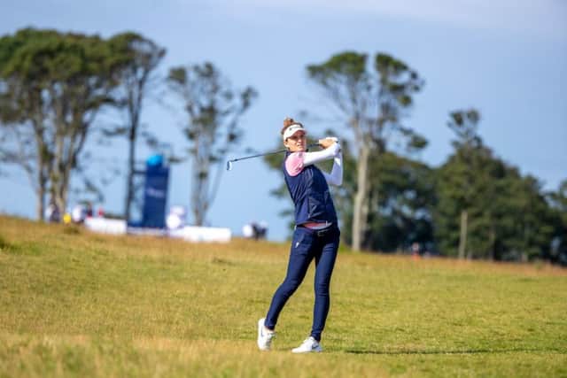 Anne van Dam plays her approach shot at the 16th during the first round of the Ladies Scottish Open. Picture: Kenny Smith/PA.